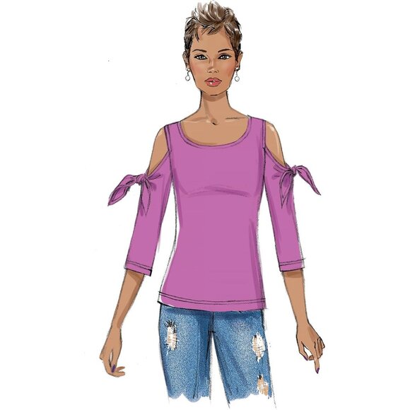 Butterick Sewing Pattern B6560 Cold Shoulder Ruffled Sleeve Misses Top Sz 6-14 - Picture 6 of 7